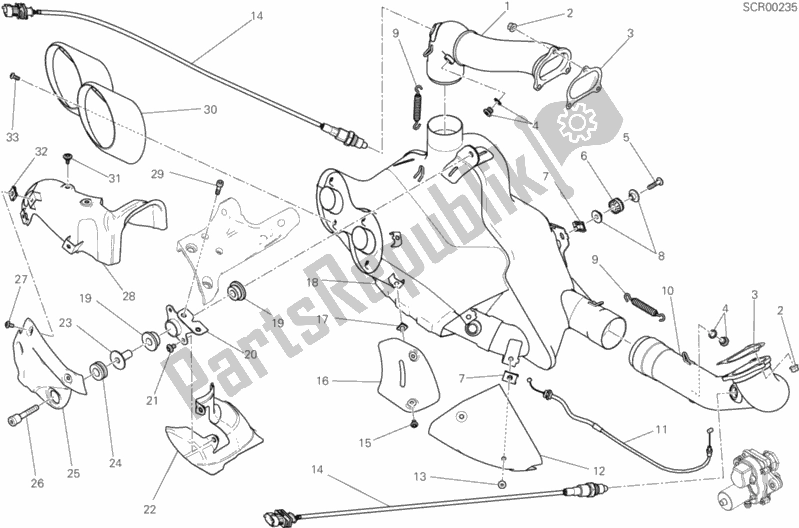 All parts for the Exhaust System of the Ducati Diavel Xdiavel Thailand 1260 2017
